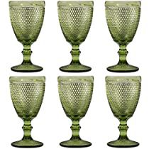 Check this out! Green Wine Glasses, Wedding Glassware, Vintage Wine Glasses, Spring Tablescapes, Wine Glass Set, Water Goblets, Wine Goblets, Stemless Wine Glasses, Olive Color