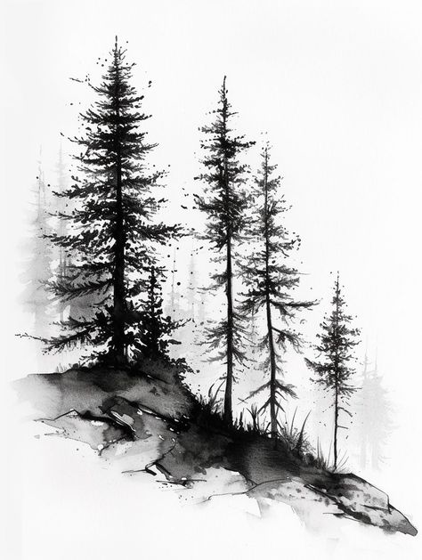 Forest Flash Tattoo, Spooky Woods Tattoo, Redwood Forest Tattoo, Spooky Forest Tattoo, Creepy Forest Tattoo, Gothic Tree Tattoo, Spooky Tree Tattoo, Pine Forest Tattoo, Dark Forest Tattoo