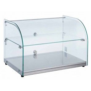 22" Countertop Dry Glass Food Display Case, Curved Glass Glass Food Display, Bakery Kitchen Design, Hotel Minibar, Countertop Display Case, Counter Top Display, Kitchen Display Cabinet, Catering Kitchen, Bakery Display Case, Bakery Shop Design