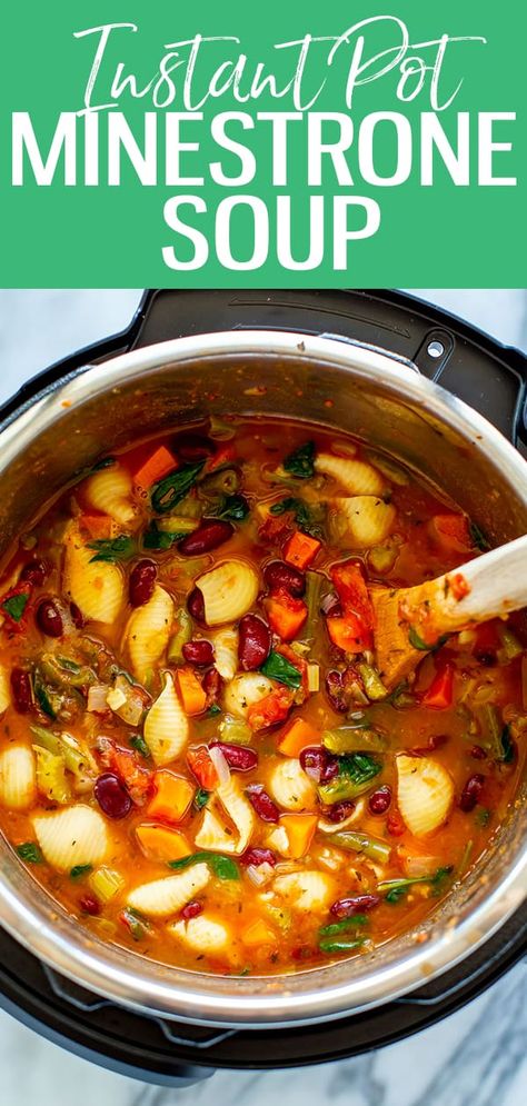 The Best Instant Pot Minestrone - Eating Instantly Instant Pot Minestrone Soup, Instant Pot Minestrone, Sopa Minestrone, Olive Garden Minestrone Soup, Instant Pot Pasta Recipe, Minestrone Soup Recipe, Parmesan Rind, Instant Pot Soup Recipes, Crockpot Soup Recipes