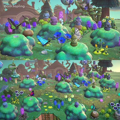 Acnh Fairy Ring, Acnh Glowing Moss Ideas, Gyroids Animal Crossing, Acnh Whimsigoth, Acnh Gnome Village, Acnh Enchanted Forest, Gyroid Garden Acnh, Acnh Gyroid Garden, Acnh Gyroid Ideas