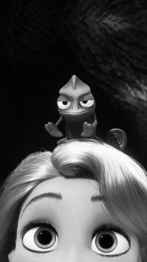 Black Disney Aesthetic, Disney Black Wallpaper, Disney Characters Wallpaper Iphone, Black Disney Wallpaper, Disney Black And White Aesthetic, Disney Black And White, Rapunzel Wallpaper, Moana Wallpaper, Whats Wallpaper