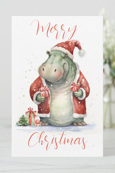 "Hip-hippo Hooray for a Hippo-liday!" 🎅🦛🎄 #christmas #christmascard Hippo Christmas Card, Christmas Hippopotamus, Hippo Christmas, Party 2023, Christmas Drawing, Hippopotamus, Christmas Illustration, Christmas Wishes, Holiday Christmas