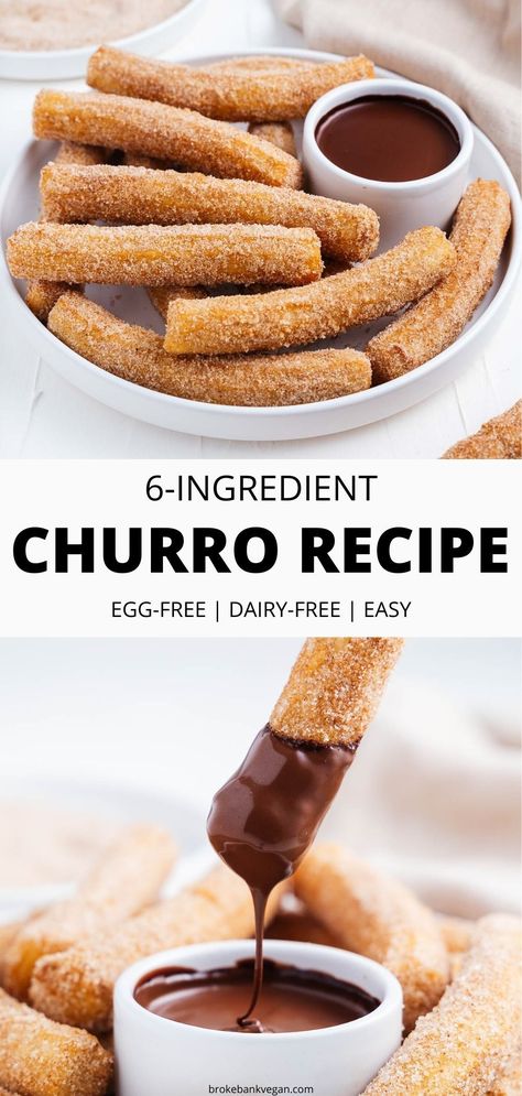 Vegan Churros, Churro Recipe, Dark Chocolate Sauce, Homemade Churros, Churros Recipe, Vegan Baking Recipes, Vegan Mexican Recipes, Easy Vegan Dessert, Sans Gluten Sans Lactose