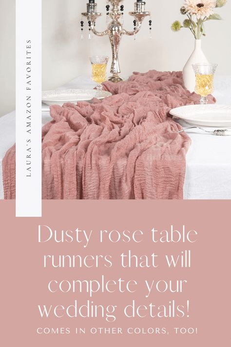 These are my favorite cheesecloth table runners! They’re super soft and the perfect thickness. Cheese Cloth Table Runner, Table Runner For Wedding, Cloth Table Runner, Cheesecloth Table Runner, Dusty Rose Pink, Boho Fabric, Wedding Tables, Cheese Cloth, In Bloom