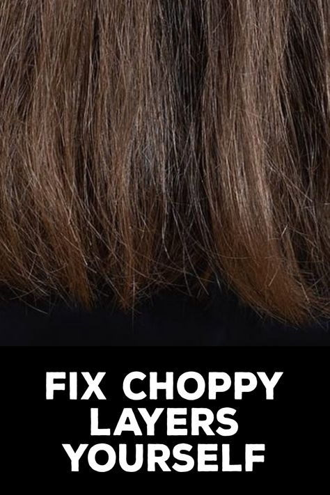 How to Fix Choppy Layers Yourself Fix Choppy Layers, Uneven Layers Haircuts, How To Blend Layers In Hair, How To Fix Layered Hair Tutorials, How To Get Rid Of Layers In Hair, How To Fix A Bad Layered Haircut, How To Fix Bad Layers In Hair, How To Fix Layered Hair, Diy Choppy Layers