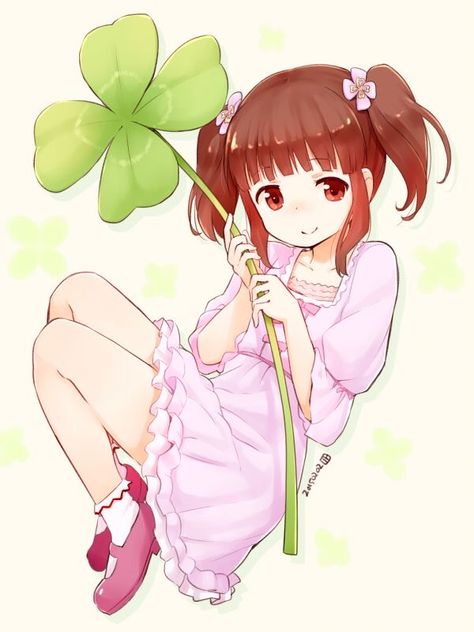 Chieri Ogata, Clover Plant, Lucky Ducky, Moe Anime, Anime Child, Lucky Clover, Art Style Inspiration, Lucky Girl, Four Leaf