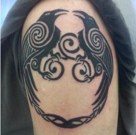 Morrigan Tattoo, Celtic Raven Tattoo, Runes Tattoo, Raven Tattoos, Rabe Tattoo, Crow Tattoo Design, Celtic Raven, Cuff Tattoo, Rune Tattoo