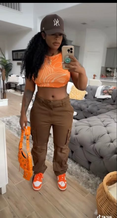 Orange Dunks Outfit Black Women, Black Women Summer Outfits, Orange Dunks, Dunks Outfits, Dunk Outfit, Dunks Outfit, Outfit Black Women, Orange Fits, Cute Birthday Outfits