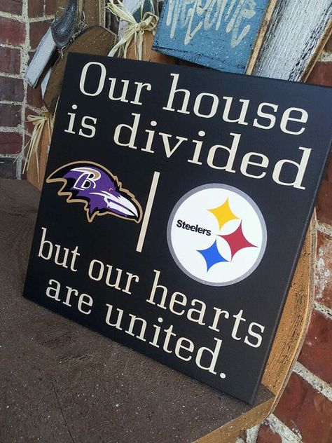 Personalized NFL House Divided Sign by vinylupyourspace on Etsy House Divided Football Sign, House Divided Football, Football Wreaths, Tailgating Ideas, Cricut Signs, Football Crafts, Tv Tray, Football Stuff, Signs Diy