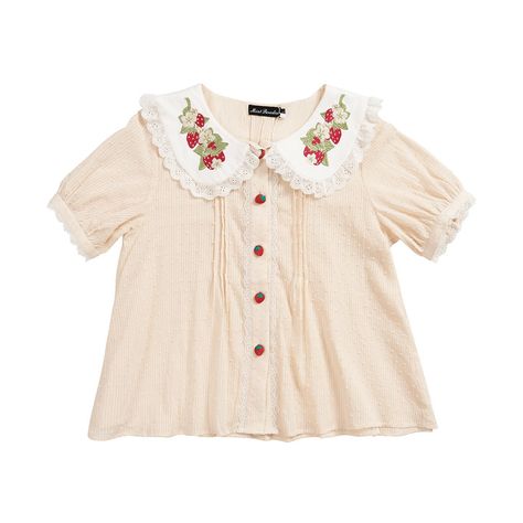 🍓Peter pan collar blouse with strawberry embroidery design, 4 colors available. 🛒Price: $28.00 👉Search 'FWR-' on devilinspired.com #devilinspired #blouse #lolitablouse #lolitacoord #lolitatop #sweetblouse Strawberry Embroidery, Pan Collar Blouse, Black Strawberry, White Strawberry, Peter Pan Collar Blouse, Sweet Lolita, Collar Blouse, Pan Collar, Peter Pan Collar