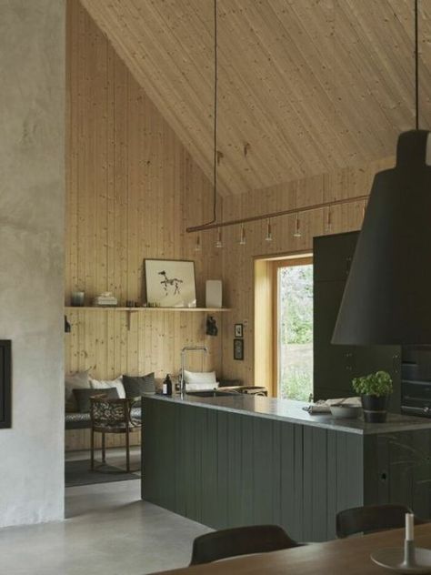 Alpine Cottage, Summer House Inspiration, Nordic Cabin, Scandinavian Cabin, Interior Cladding, Barn Kitchen, Living Etc, Barn Interior, Wooden Cottage