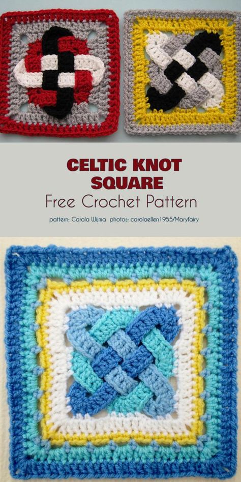 Celtic Knot Square Free Crochet Pattern Crochet Celtic Knot Square Free Pattern, Celtic Knot Granny Square, Scottish Crochet Patterns Free, Celtic Crochet Patterns, Crochet Blocks Free, Cool Granny Squares Free Pattern, Crochet Squares Pattern Free, Crochet Lace Blanket, Celtic Crochet