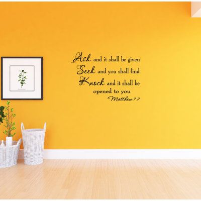 This Ask and It Shall Be Given You; Seek and You Shall Find Bible Wall Decal is produced with a nice quality vinyl in an indoor matte finish which gives the appearance of a professionally hand painted stencil look without the mess and hassle. The product can be applied to just about any hard, smooth surface. Includes easy to follow step by step application instructions. Vinyl wall quotes are the latest trend in home and office decor and are a creative way to add a touch of class to any room in y Family Isnt Always Blood, Bible Wall Decals, Stripe Wall, Heart Wall Decal, Large Wall Decals, Stair Stickers, Inspirational Wall Decals, Family Wall Decals, Chalkboard Decal