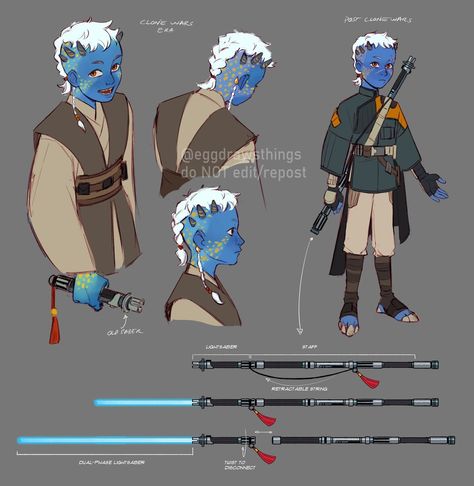 Star Wars Lightsaber Pike, Starwars Droid Oc, Jedi Youngling Art, Star Wars Zabrak Oc, Star Wars Clone Oc, Jedi Character Design Male, Lightsaber Concept Art, Jedi Character Design, Alien Jedi