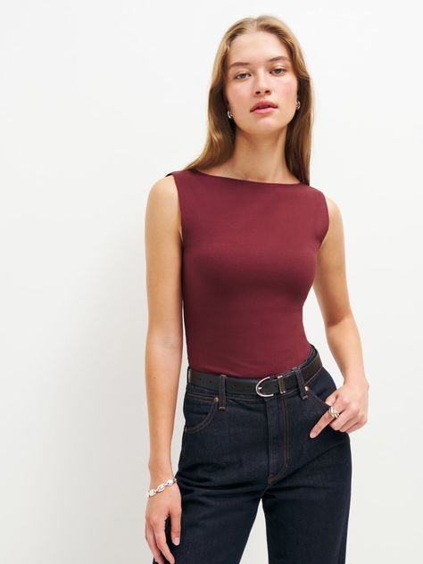 Tops for Women | Sustainable Tops & Tees | Reformation Fall Vision Board, Office Tops, Frilly Blouse, Cute Crop Tops, Fitted Top, Work Outfits Women, Boat Neckline, Work Office, Workout Tops