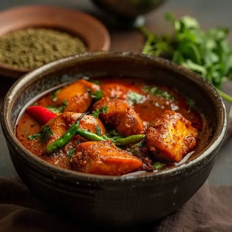 Masor Tenga is a traditional and beloved fish curry from the northeastern Indian state of Assam. Known for its tangy and refreshing flavors, this dish is a staple in Assamese cuisine. The key to its unique taste lies in the use of souring agents like tomatoes, lemon, or dried kokum, which give the curry its distinct tang. Masor Tenga is a delightful blend of fish, assorted vegetables, and aromatic spices that come together to create a harmonious and flavorful dish. Assam Food, Assamese Food, First Rain, Gluten Free Chili, Dont Touch My Phone Wallpaper, Mustard Oil, Fish Curry, Red Chili Powder, Fenugreek Seeds