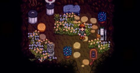 Fruit Bat Cave Stardew, Stardew Fruit Bat Cave, Stardew Valley Bat Cave, Stardew Valley Fruit Bat Cave, Stardew Valley Cave, Forest Farm, Stardew Valley Layout, Stardew Valley Tips, Bat Cave