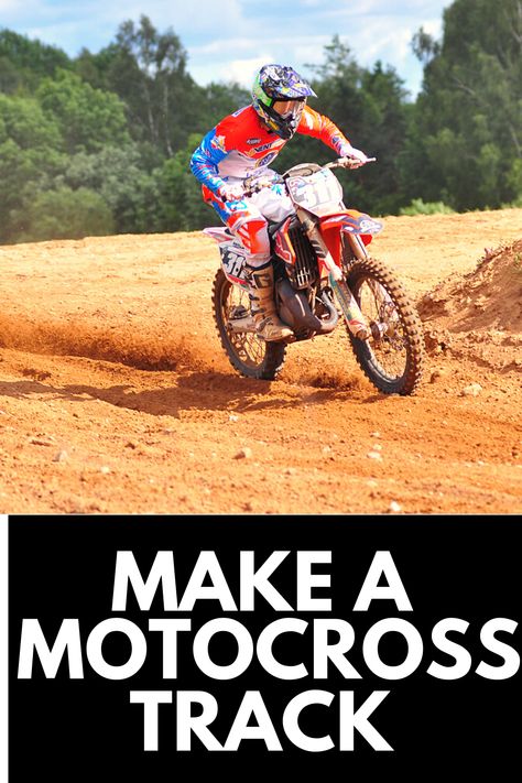 If you have the space and means, having your very own motocross track in your backyard is an AWESOME way to perfect your motocross skills. In this article, we go over step-by-step how to make a motocross track in your backyard! Read more at OwnTheYard.com! Dirtbike Track Ideas, Diy Dirt Bike Track, Backyard Motocross Track, Dirt Bike Track Backyard, Dirt Bike Track, Motocross Tracks, Backyard Sports, Dirt Bikes For Kids, Property Ideas