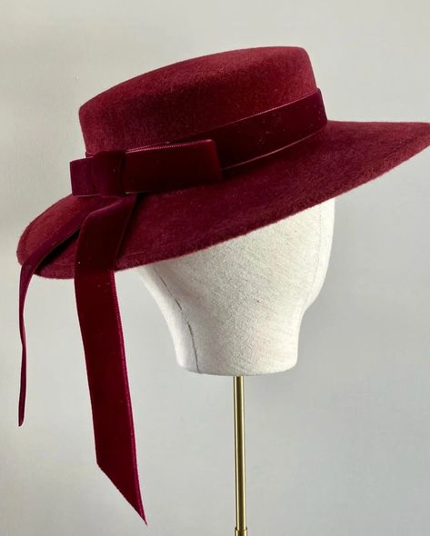 Essential for all seasons and occasions, this is a classic child's boater hat made from luxe felt and finished with a matching velvet ribbon bow that adds that extra special something to any outfit. Bespoke felt and ribbon options available. Made to order, please allow 1-3 weeks. If you require your hat sooner please let us know and we will see what we can do - please note that there may be additional costs. All hats can be made to match an outfit just chose the bespoke option and email us with Velvet Ribbon Bow, Hat With Ribbon, Elegant Hat, Money Dress, Match Velvet, Hat Art, Types Of Hats, Velvet Hat, Boater Hat