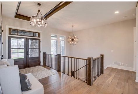 Stairs Open To Basement, Open Stair Railing To Basement, Entry With Stairs To Basement, Entryway With Stairs To Basement, Stairs To Basement In Entryway, Stairs To Basement In Living Room, Open Staircase Ideas Living Room, Open Stairs To Basement, Open Stairs In Living Room