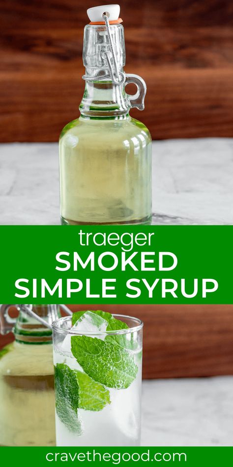 Smoked Simple Syrup Recipe, Flavored Simple Syrup Recipe Cocktails, Old Fashioned Simple Syrup Recipe, Smokey Cocktails, Smoked Simple Syrup, Moonshine Drink Recipes, Bacon Jam Recipe, Traeger Smoker, Simple Syrup Recipe