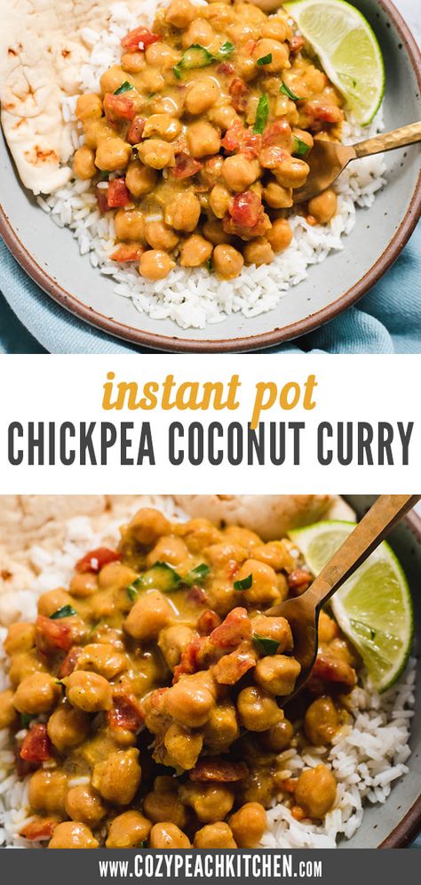 Easy Chickpea Curry, Chickpea Coconut Curry, Instant Pot Recipes Vegetarian, Vegan Instant Pot Recipes, Vegetarian Instant Pot, Dry Chickpeas, Chickpea Recipes, Chickpea Curry, Vegan Meal Prep