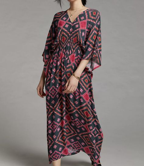 How to wear a caftan this fall, according to an expert - TODAY Caftan Dresses, Slip Shorts, Tunic Style Tops, Thermal Leggings, Bohemian Pattern, Caftan Dress, Strappy Dresses, Date Night Dresses, Kaftan Dress