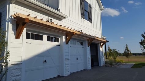 Pergola Above Garage Door, English Cottage Exterior, Garage Pergola, Cottage Exterior, Split Level, Pergola Kits, English Cottage, Arbor, Garage