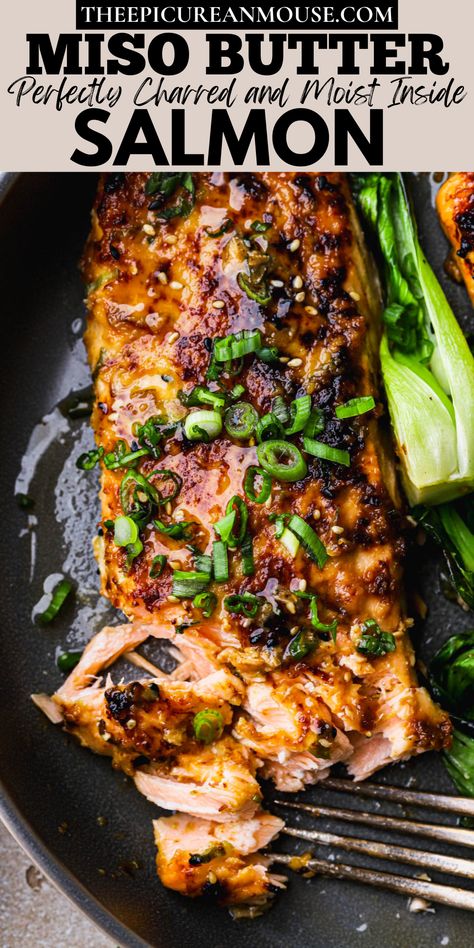 Miso Butter Salmon, Savory Salmon, Raw Seafood, Miso Butter, Grilled Salmon Recipes, Seafood Entrees, Butter Salmon, Fish Recipes Healthy, Pescatarian Recipes