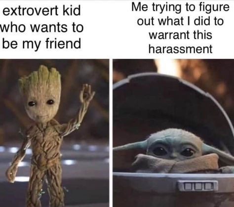 Mbti Funny, Introvert Vs Extrovert, Yoda Meme, Yoda Funny, Introvert Humor, Extroverted Introvert, Mia 3, Cartoon Memes, Memes Humor