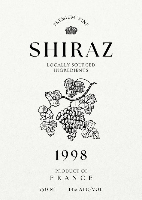 Download free image of Shiraz wine label template by ton about vintage food & drink illustration, grapes vintage, alcohol illustration vintage, etch wine, and drinks vintage 14753455 Alcohol Label Design, Wine Etiquette Design, Wine Graphic Design, Wine Plant, Wine Label Illustration, Alcohol Illustration, Classic Wine Labels, Grape Illustration, Elegant Wine Label