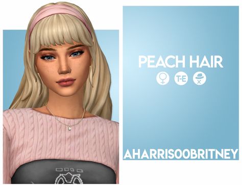 Peach Hair | Patreon Feminine Hair, Amber Hair, Cc Sims4, Cc Folder, Cc Hair, 3d Modeling Tutorial, Peach Hair, Sims 4 Game Mods, Tumblr Sims 4