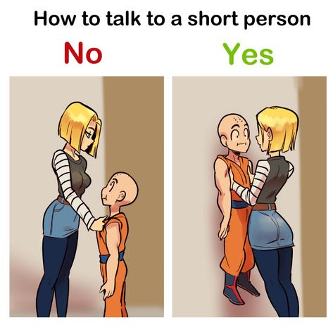 How to talk to short monks | How To Talk To Short People | Know Your Meme How To Talk To A Short Person, How To Talk To Short People Ship, How To Talk To Short People, Tall Girl Short Guy Manga, Short People Memes Funny, Short People Memes Funny Hilarious, Talk To Me Meme Funny, Bald Guy, Dbz Funny