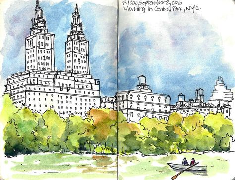 Central Park Central Park Watercolor, Central Park Drawing, Park Sketch, Park Drawing, Trip Journal, Park Watercolor, Inspirational Journal, Sketch Watercolor, Ap Biology