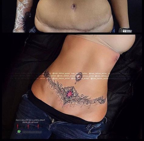 Stomach Scar Tattoo Cover Up, Belly Button Tattoos, Belly Button Tattoo, Fantasy Tattoo, Tummy Tattoo, Lips Tattoo, Stomach Tattoos Women, Body Tattoo Design, Chain Tattoo