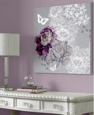 Floral Metal Wall Art - Foter Plum Room, Bedroom Purple, Deco Champetre, Purple Bedrooms, Purple Bedroom, Purple Rooms, Bedroom Remodel, Butterfly Canvas, Purple Walls