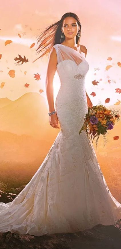 wedding dress for Pocahontas, from Alfred Angelo Pocahontas Wedding, Disney Inspired Wedding Dresses, Disney Fairytale Wedding Dress, Disney Princess Wedding Dresses, Disney Princess Wedding, Princess Wedding Gown, Disney Wedding Dresses, Disney Fairy Tale Weddings, Wedding Dresses Cinderella