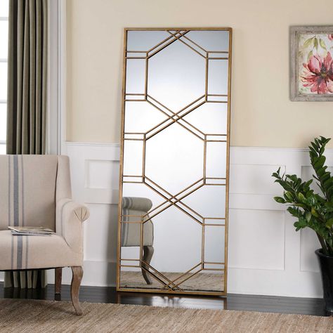 Full Length Wall Mirror, Hexagon Floor, Uttermost Mirrors, Leaner Mirror, Large Wall Mirror, Contemporary Mirror, Mirror Gold, Metal Mirror, Mirror Designs