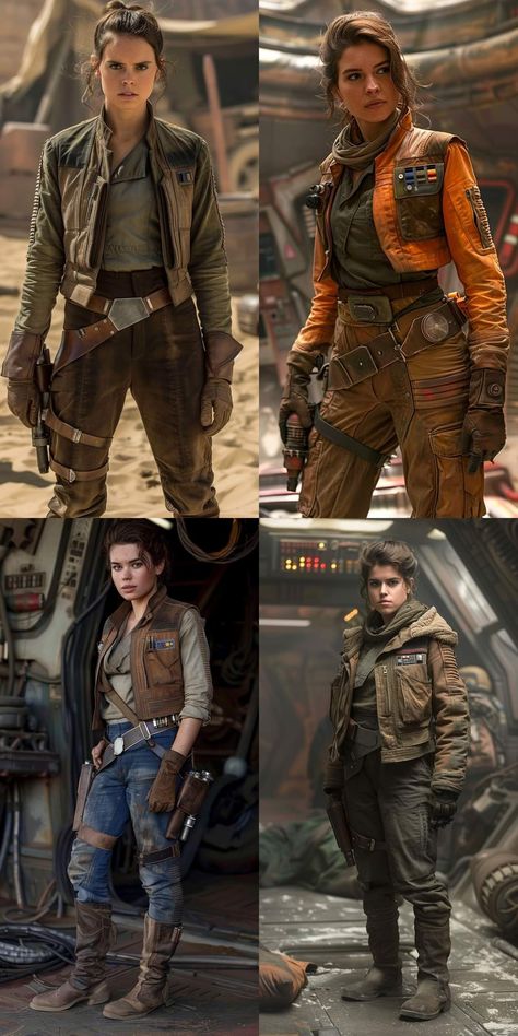 Star Wars Pilot Outfit, Star Wars Pilot Oc, Scifi Outfit Concept Art, Star Wars Smuggler Outfit, Modern Adventurer Character Design, Anarchist Outfit, Star Wars Aesthetic Clothes, Star Wars Cosplay Ideas, Sci Fi Post Apocalyptic