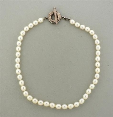 Tiffany &Co Sterling Pearl Toggle Necklace Featured in our upcoming auction on November 3! Pearl Necklace Tiffany And Co, Pearl Necklace Tiffany, Tiffany Pearl Necklace, Necklace Tiffany And Co, Necklace 2000s, Tiffany Pearls, Chunky Pearl Necklace, Toggle Necklace, November 3