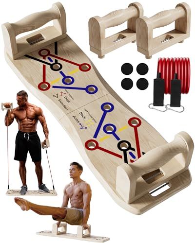 Foldable Push Up Board with Resistance Bands- Eco-Friendly Wooden Multi-Functional Portable Push Up Bar for Fitness, Professional Strength Training Equipment for Men & Women at Home Gym Push Up Board, Diy Gym Equipment, Diy Gym, Diy Home Gym, Up Board, Hockey Training, Gym At Home, Professional Strengths, Push Up Bars