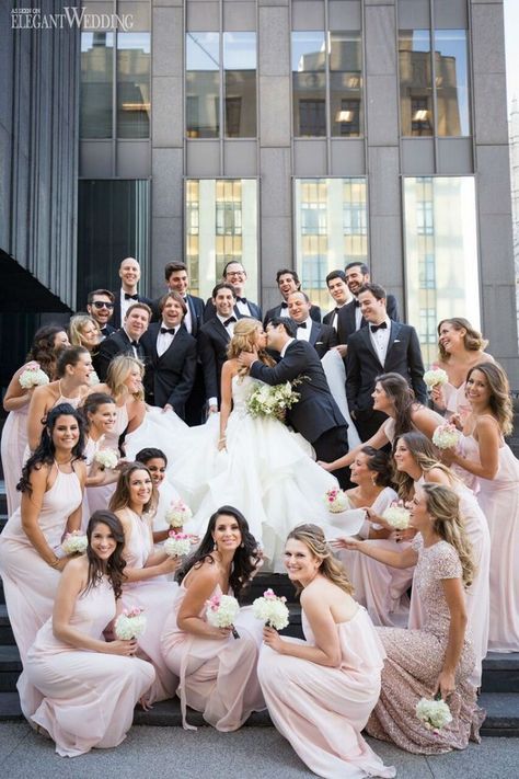 Funny wedding photo ideas with your bridesmaids and groomsmen - funny wedding pose ideas, bridesmaid photos, groomsmen wedding photo ideas, Creative wedding photography Funny Wedding Poses, Baby Pink Bridesmaids Dresses, Groomsmen Wedding Photos, Wedding Parties Pictures, Funny Wedding Pictures, Modern Wedding Ceremony, Funny Wedding Photos, Wedding Picture Poses, Bridesmaids Photos