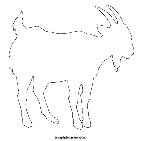 Printable goat line drawing template. Goat outline free PDF pattern. Goat Drawing Easy, Goat Template, Goat Outline, Goat Drawing, Goat Pattern, Printable Outline, Simple Line Drawing, Animal Outline, Body Outline