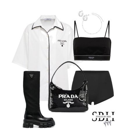 Prada Style Outfit Fashion, Prada Style Outfit, Kpop Idol Outfits, Prada Outfits, Prada Clothes, Japanese Baby, Prada Style, Preformance Outfits, Outfit Layout