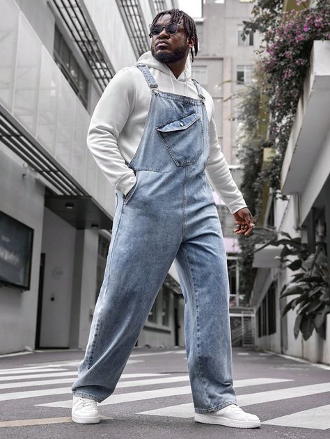 Overalls Outfit Men, Plus Size Denim Jumpsuit, Denim Overalls Outfit, Denim Jumpsuit Overalls, Denim Jumpsuits, Overalls Men, Male Clothes, Overalls Outfit, Bleu Azur