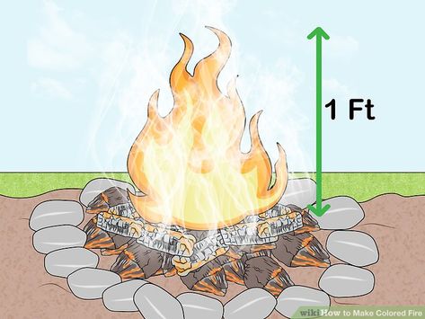 4 Ways to Make Colored Fire - wikiHow Fall Gender Reveal Party, Colored Flames, Colored Fire, Pallet Wood Coffee Table, Red Crayon, Fire Rainbow, Blue Flames, Reveal Ideas, All Birds