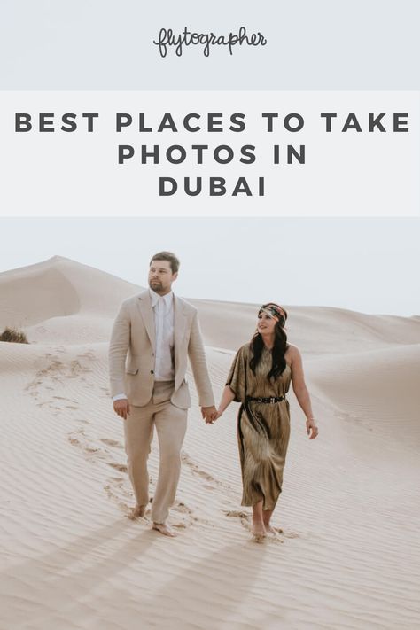 A destination that must be seen to be believed, Dubai is home of the biggest and brightest. Mega-buildings perch above man-made harbours resting in the warm waters of the Persian Gulf, all surrounded by the golden sand of the desert beyond. Click the link to read all the best places to take photos in Dubai! 🥰 Photos In Dubai, Dubai Couple, Dubai Adventure, Adult Playground, Persian Gulf, Vacation Photo, Dubai Desert, Dubai Travel, Honeymoon Travel