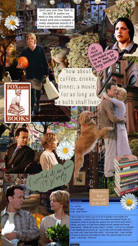 You’ve Got Mail You've Got Mail Aesthetic, Youve Got Mail Movie, Mail Aesthetic, Thanksgiving Leaves, Know Your Name, You've Got Mail, Fall Bucket List, Collage Background, Classic Movies