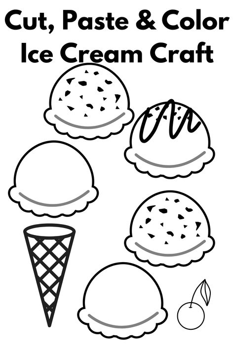 Ice Cream Cone Craft, Ice Cream Template, Ice Cream Craft, Printable Ice Cream, Ice Cream Games, Ice Cream Crafts, Ice Cream Party Decorations, Crafts Printable, Kindergarten Reading Activities